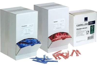 Combi: 500 suikersticks, 500 creamersticks + 1.000 houten roerstaafjes
